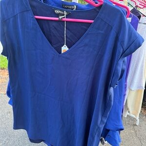 Express Blue Cap Sleeve Relaxed Blouse